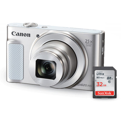 Canon PowerShot SX620 HS Digitalkamera (Silber) + SanDisk Ultra 32 GB SD