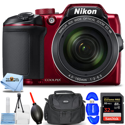 Nikon COOLPIX B500 Digitalkamera (Rot) 26508 - 7-teiliges Zubehörpaket