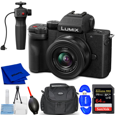 Panasonic Lumix G100 spiegellose Kamera mit 12-32-mm-Objektiv und Stativgriff-Paket