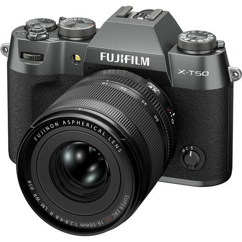 Spiegellose Kamera FUJIFILM X-T50 mit XF 16–50 mm f/2,8–4,8-Objektiv (Anthrazit-Silber)