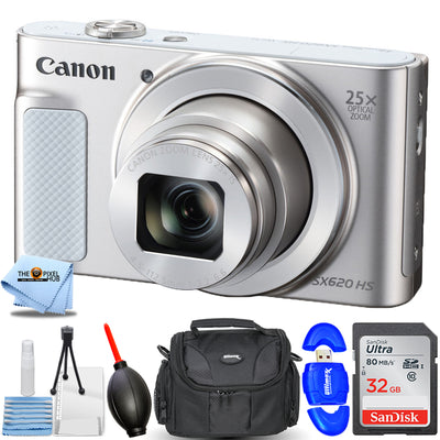 Canon PowerShot SX620 HS Digitalkamera (Silber) + 32 GB + Gadget-Tasche im Paket