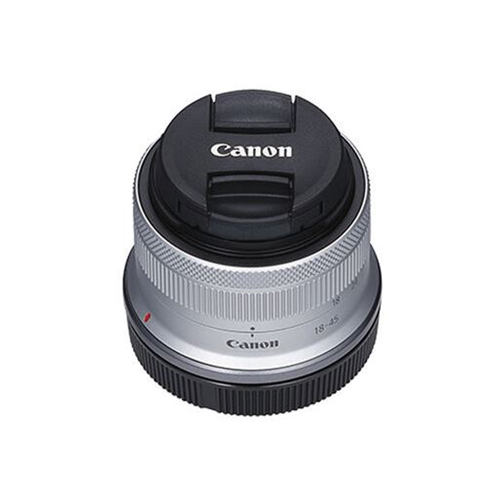 Canon RF-S 18–45 mm f/4,5–6,3 IS STM-Objektiv (Silber, weiße Box) – 7-teiliges Zubehörset