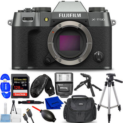 FUJIFILM X-T50 spiegellose Kamera (Anthrazit-Silber) 16828416 – 12-teiliges Zubehörset