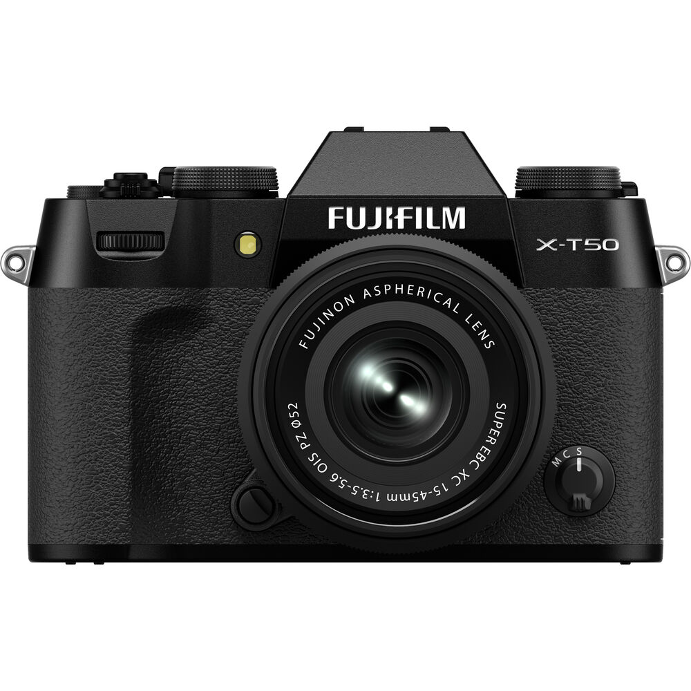 FUJIFILM X-T50 spiegellose Kamera mit XC 15-45-mm-Objektiv (schwarz) – Zubehör-Kit