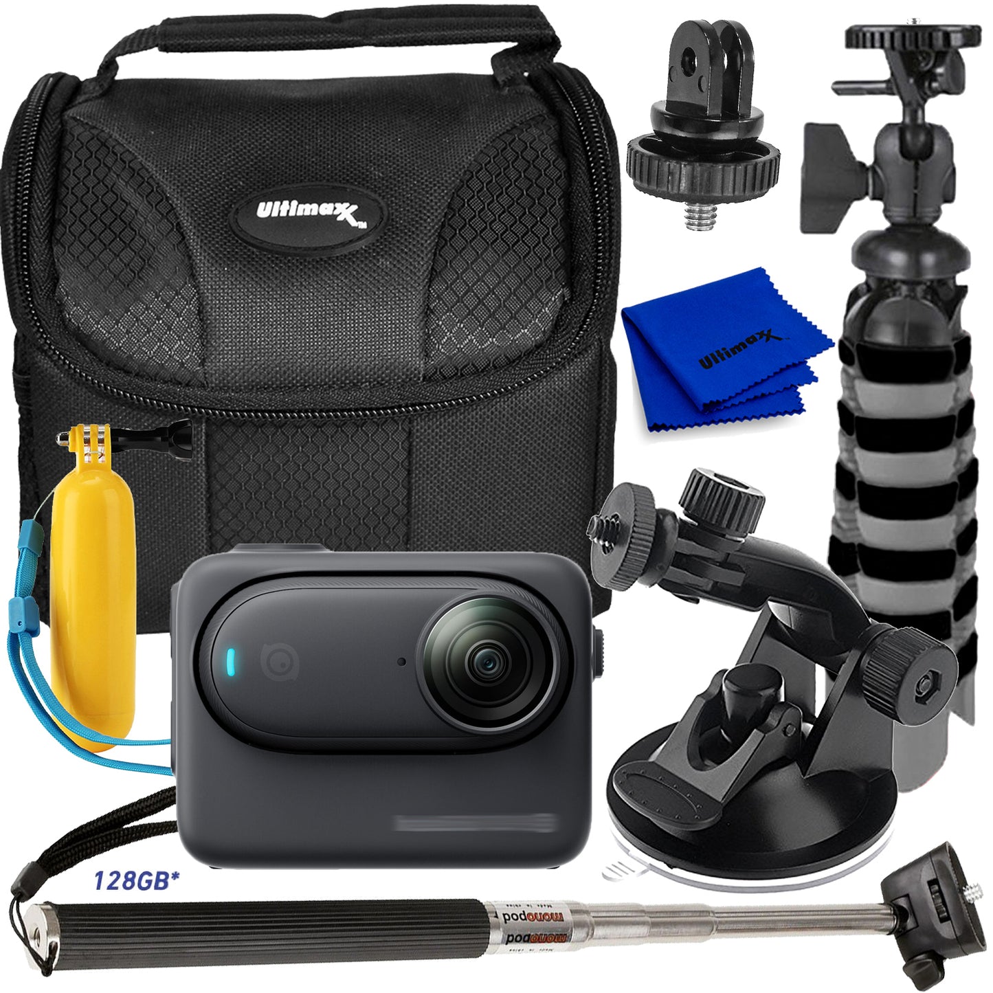 Insta360 GO3 S Standard Edition (Midnight Black, 128GB) - 8PC Accessory Bundle