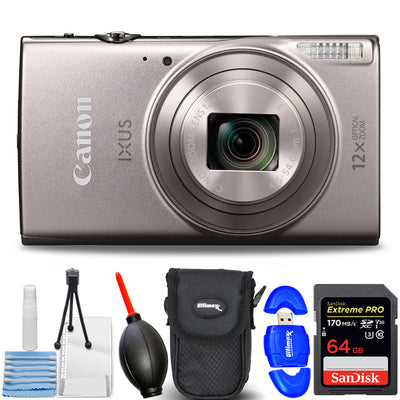 Canon PowerShot IXUS 285 HS / ELF 360 Digital Camera (Silver) 1079C001 - Kit