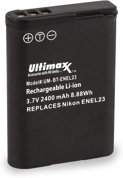 ULTIMAXX Replacement Battery and Travel Charger for Nikon EN-EL23