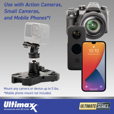 Ultimaxx Portable Mini Metal Dolly w/ Swivel Ball, Action Camera Adapter & Screw