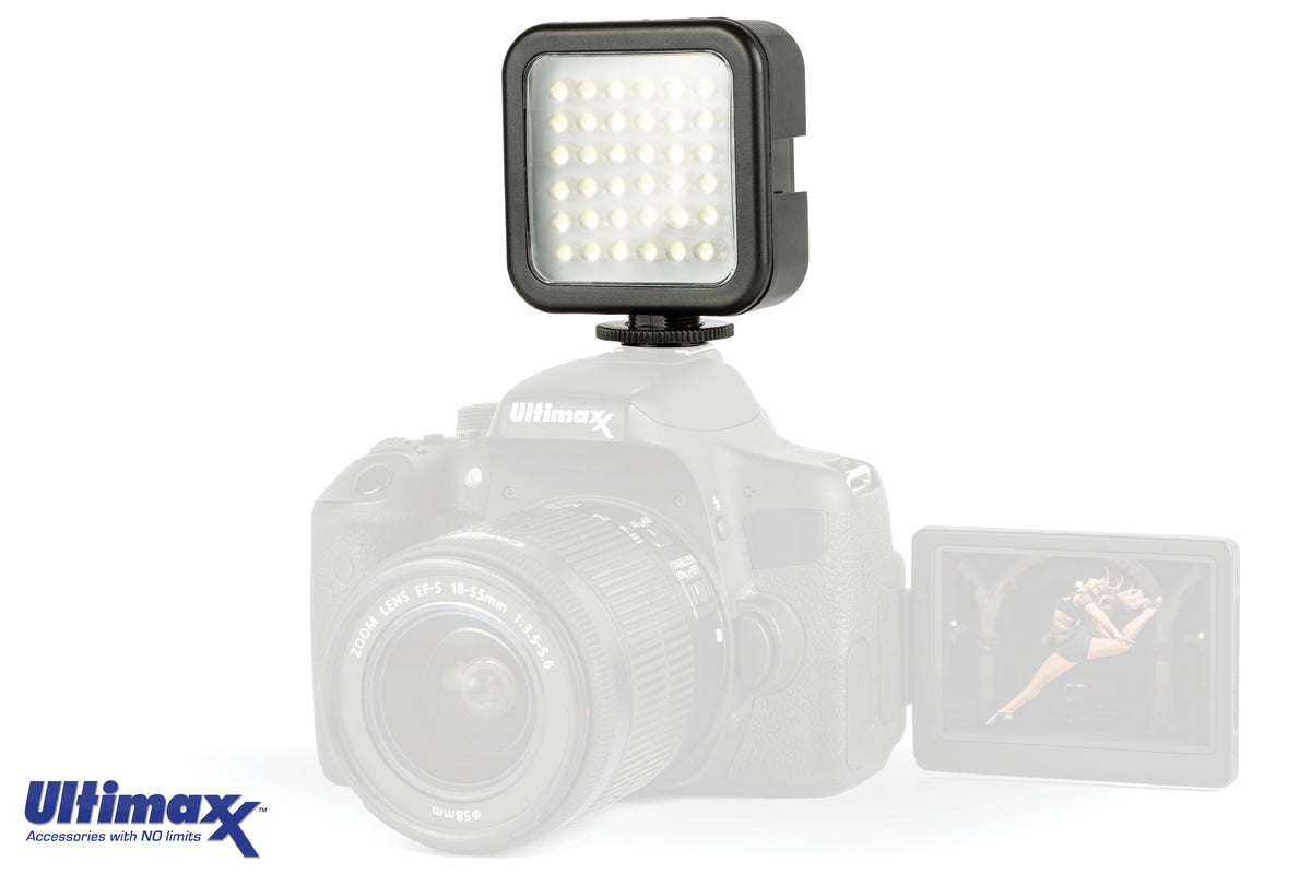 ULTIMAXX Professional Universal LED Video Light Kit with 2 Batteries and Bracket