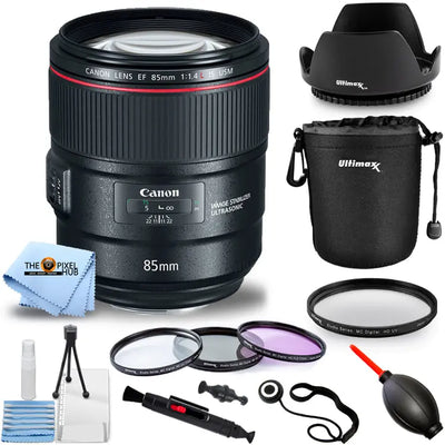 Canon EF 85mm f/1.4L IS USM Lens 2271C002 + Filter Kit + Lens Pouch Bundle Canon