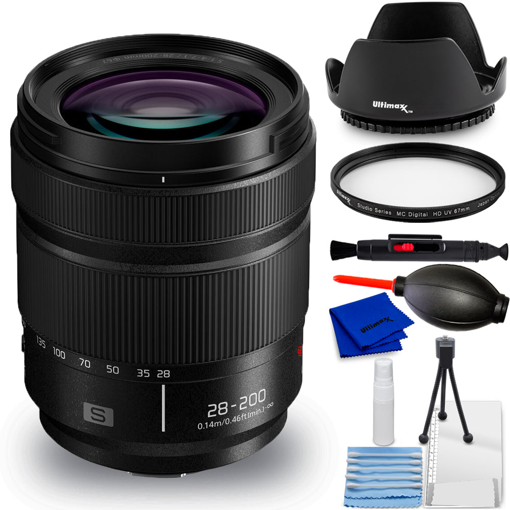 Panasonic Lumix S 28–200 mm f/4–7,1 MACRO OIS-Objektiv (Leica L) – 7-teiliges Paket