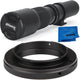 Super 500mm f/8 Manual Telephoto Lens for Canon EOS 90D 80D 70D 77D 6D T7 T6 Ultimaxx