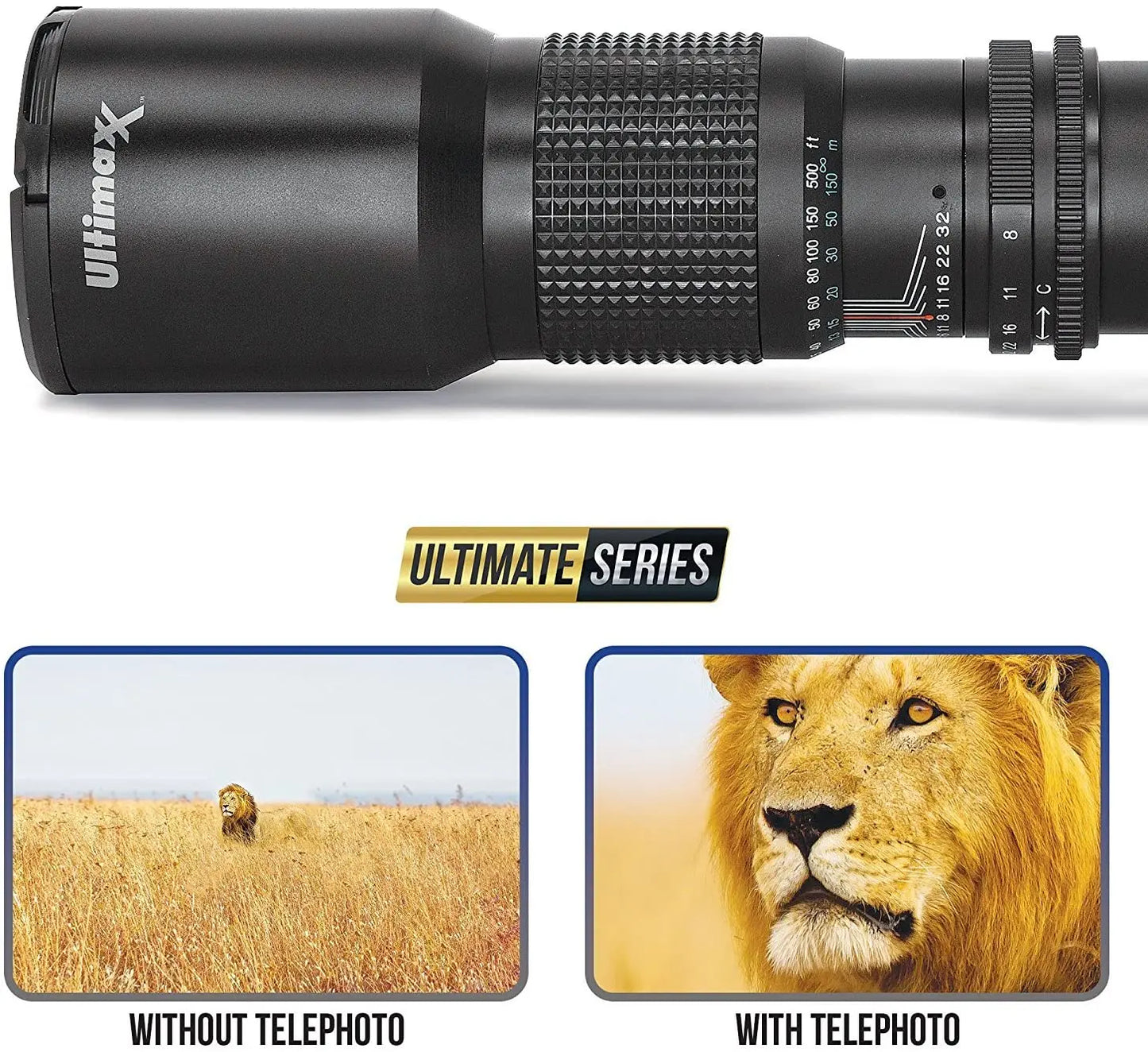 Super 500mm f/8 Manual Telephoto Lens for Canon EOS 90D 80D 70D 77D 6D T7 T6 Ultimaxx