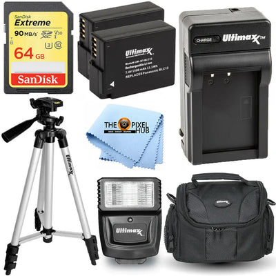 2x BLC12 Battery 64GB Accessory Bundle for Panasonic FZ200 FZ1000 DMC-GH2 G7 GX8 Ultimaxx