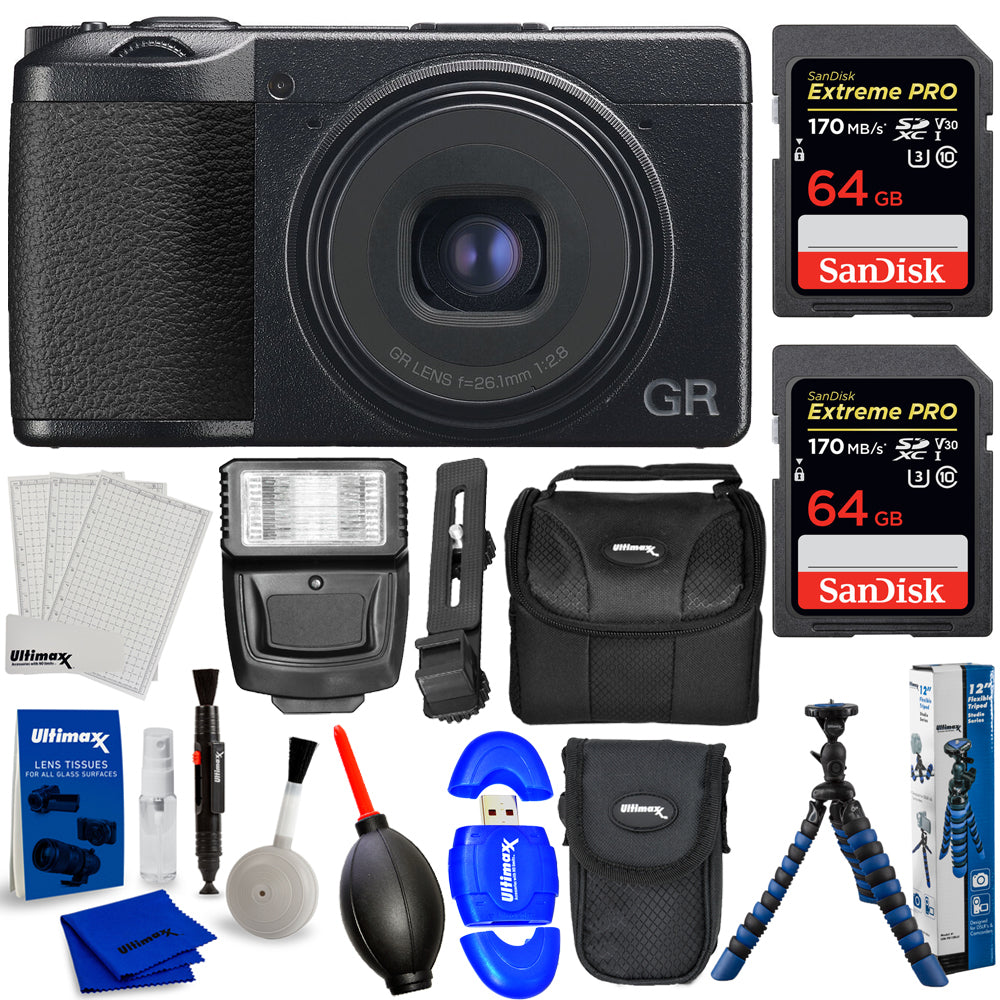 Ricoh GR IIIx HDF Digital Camera 01283 - 10PC Accessory Bundle