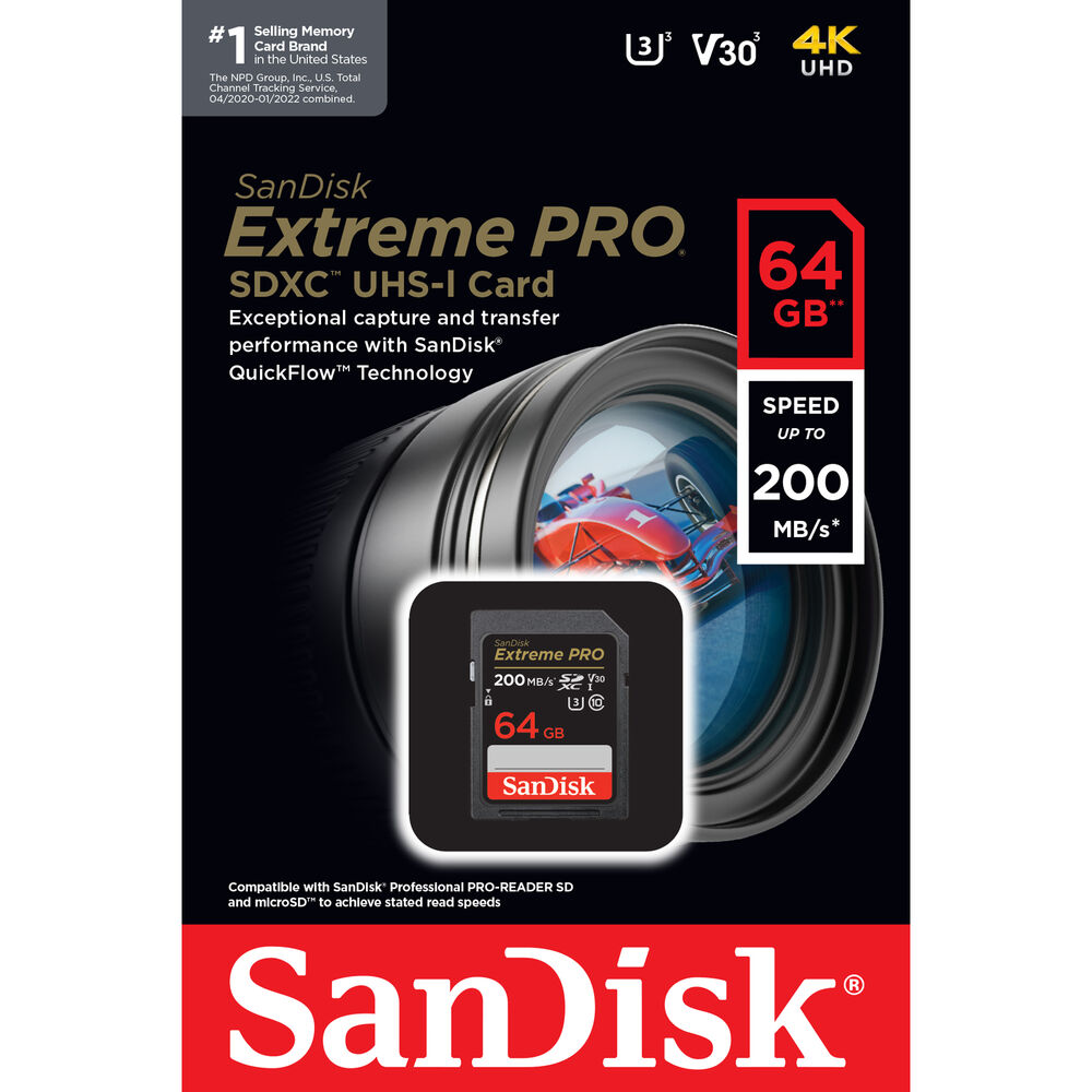 SanDisk 64GB Extreme PRO UHS-I SDXC Memory Card - SDSDXXU-064G-ANCIN