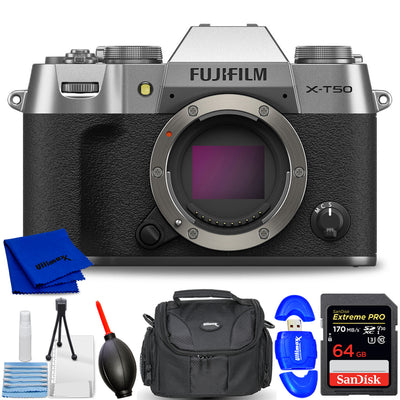 FUJIFILM X-T50 spiegellose Kamera (Silber) 16828313 - 7-teiliges Zubehörpaket