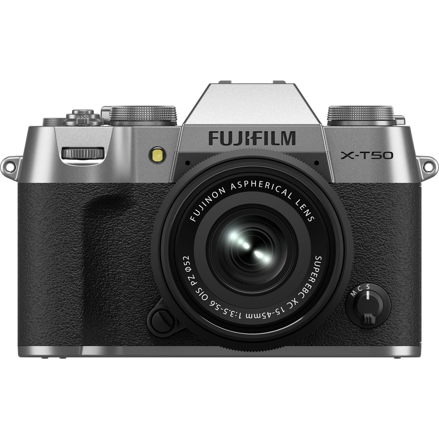 FUJIFILM X-T50 spiegellose Kamera mit XC 15–45 mm f/3,5–5,6 Objektiv (Silber) – Paket