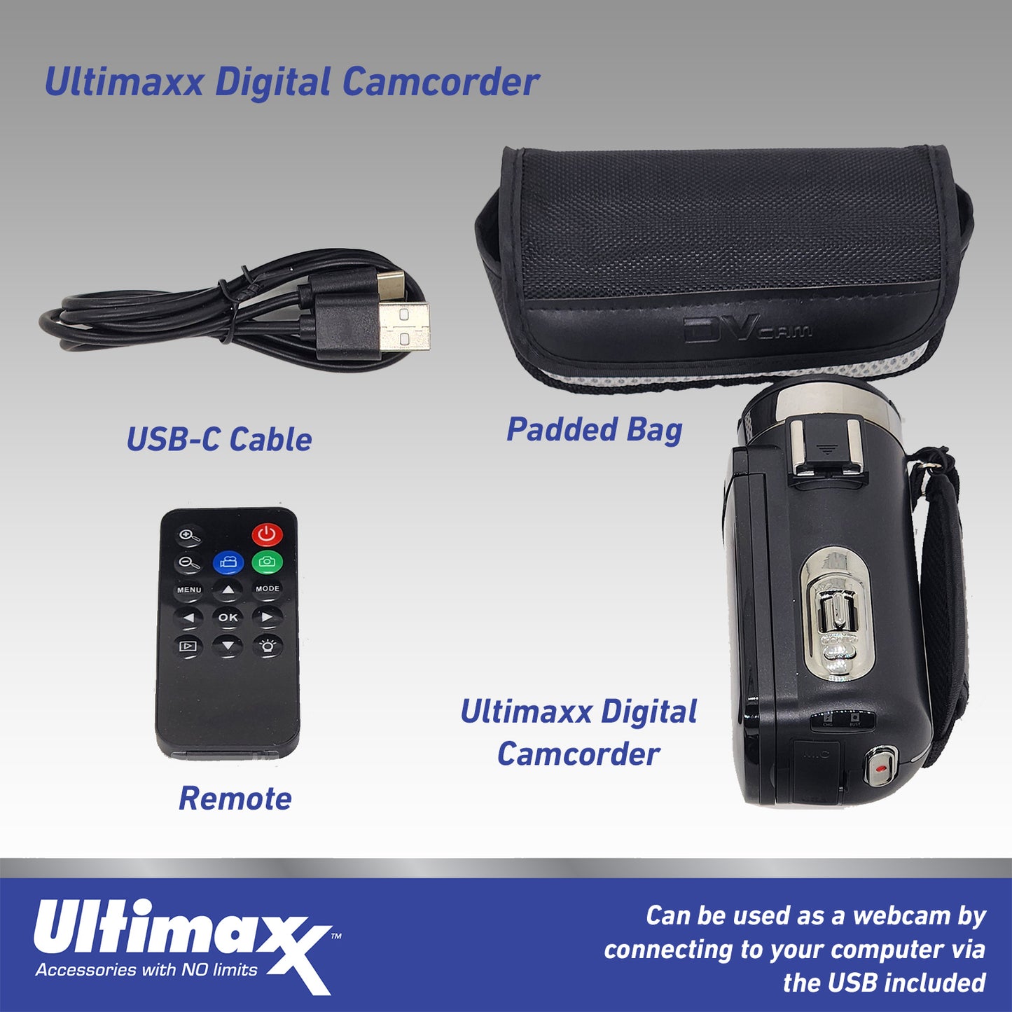 Ultimaxx 4K Ultra HD 42MP Camcorder Video Vlog Camera with LED Light 15PC Bundle