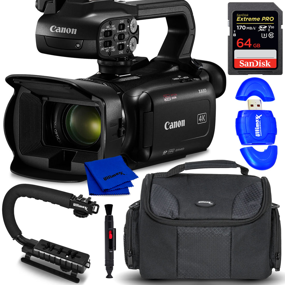 Canon XA60 Professional UHD 4K Camcorder PAL 5733C002 - Essential Video Bundle