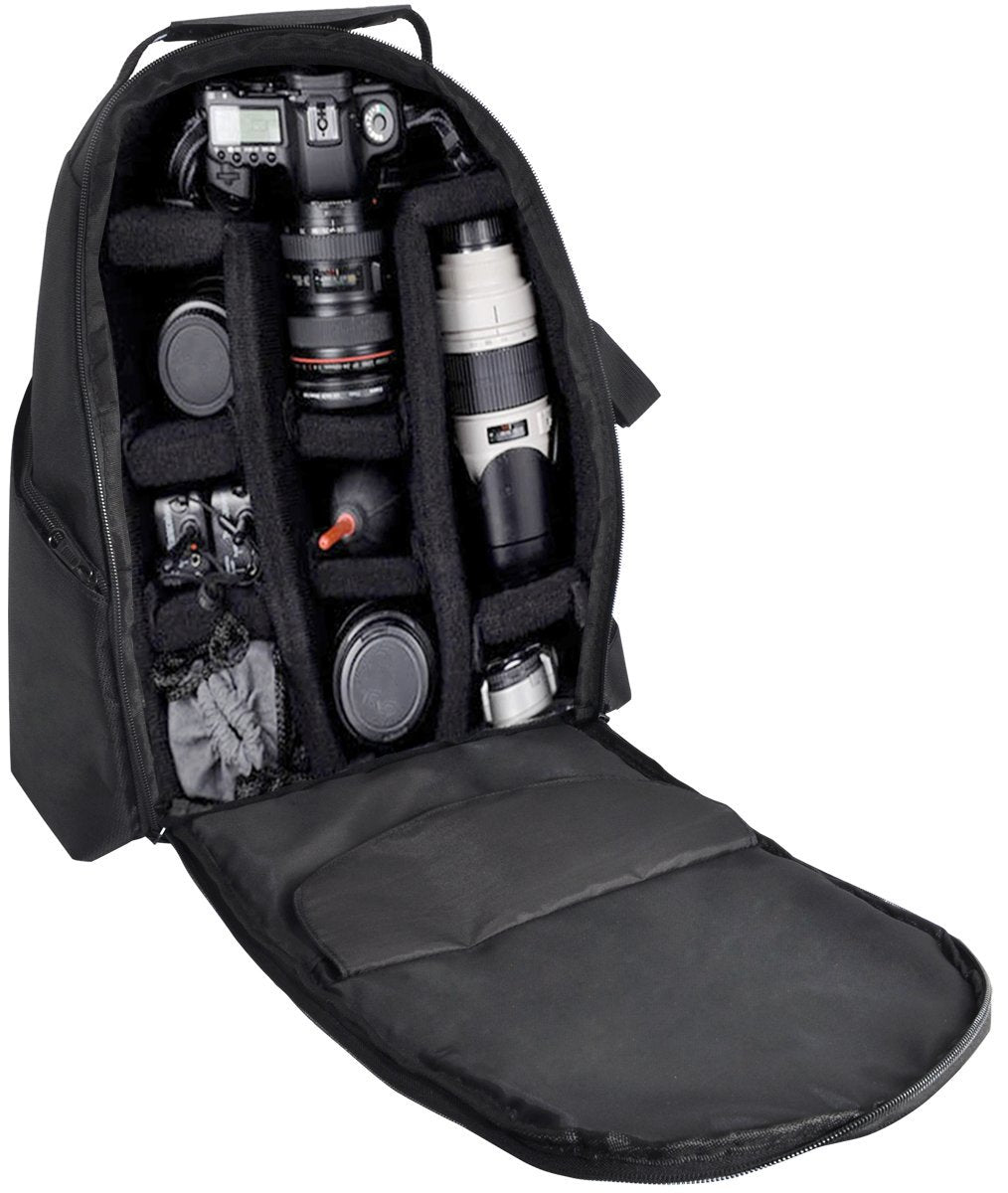 ULTIMAXX Padded Water Resistant Professional Camera and Lens Backpack (Black)