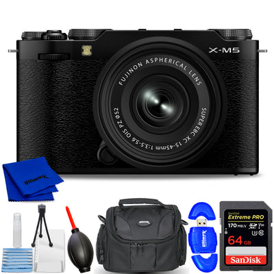 FUJIFILM X-M5 spiegellose Kamera mit XC 15-45 mm f/3,5-5,6 Objektiv (Schwarz) - Bundle