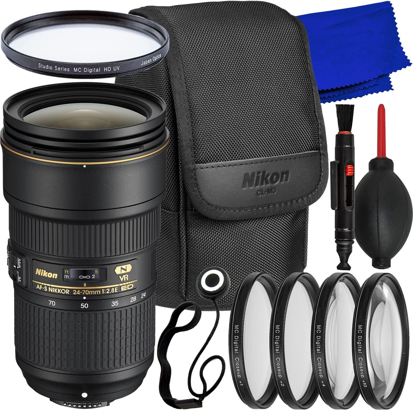 Nikon AF-S NIKKOR 24–70 mm 1:2,8E ED VR-Objektiv 20052 – 7-teiliges Zubehörpaket