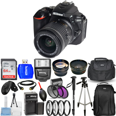 Nikon D5600 DSLR Camera with 18-55mm 1576 - 3 Lens Battery Top Value Bundle