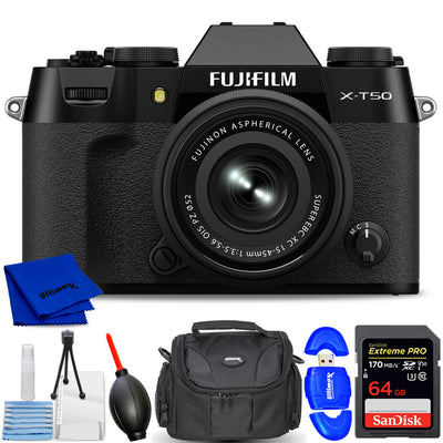 FUJIFILM X-T50 Spiegellose Kamera mit XC 15-45mm Objektiv (Schwarz) Zubehörpaket