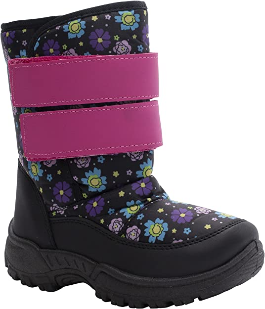 AQUAKIX Black Floral Print Snow Boots (T7)