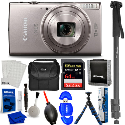 Canon PowerShot IXUS 285 HS / ELF 360 Digital Camera (Silver) 1079C001 - Bundle