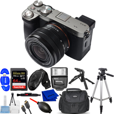 Sony a7C II Mirrorless Camera with 28-60mm Lens (Silver) - 12PC Accessory Bundle