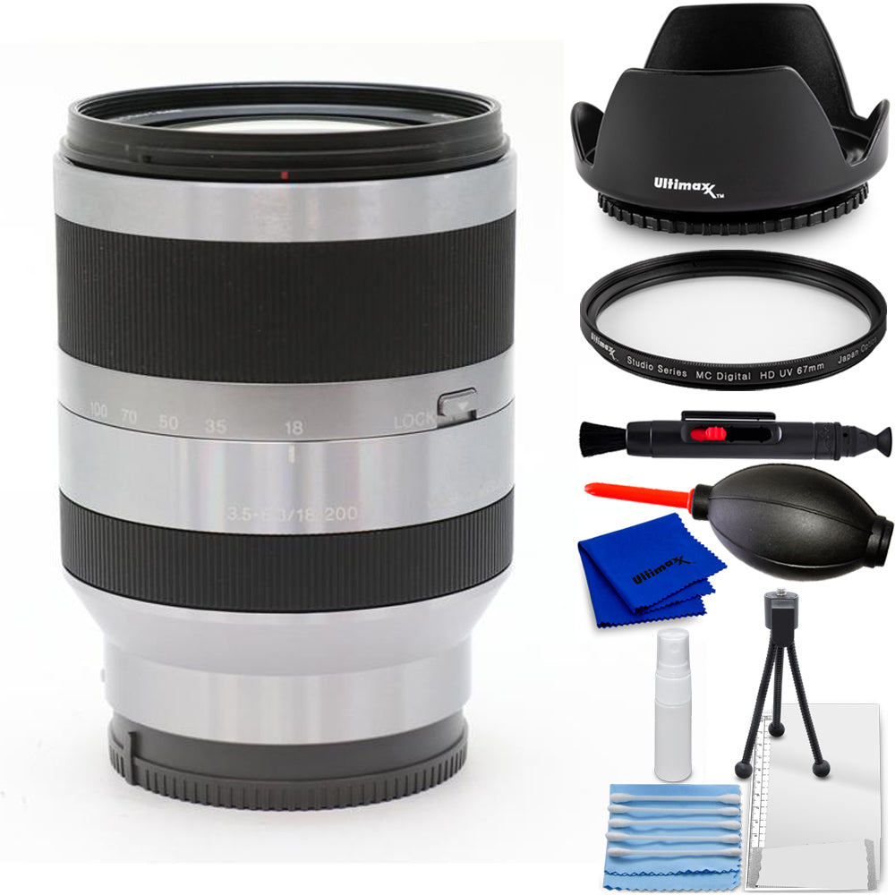 Sony Alpha SEL18200 E-Mount 18-200 mm F3.5-6.3 OSS-Objektiv (Silber) – 7er-Paket