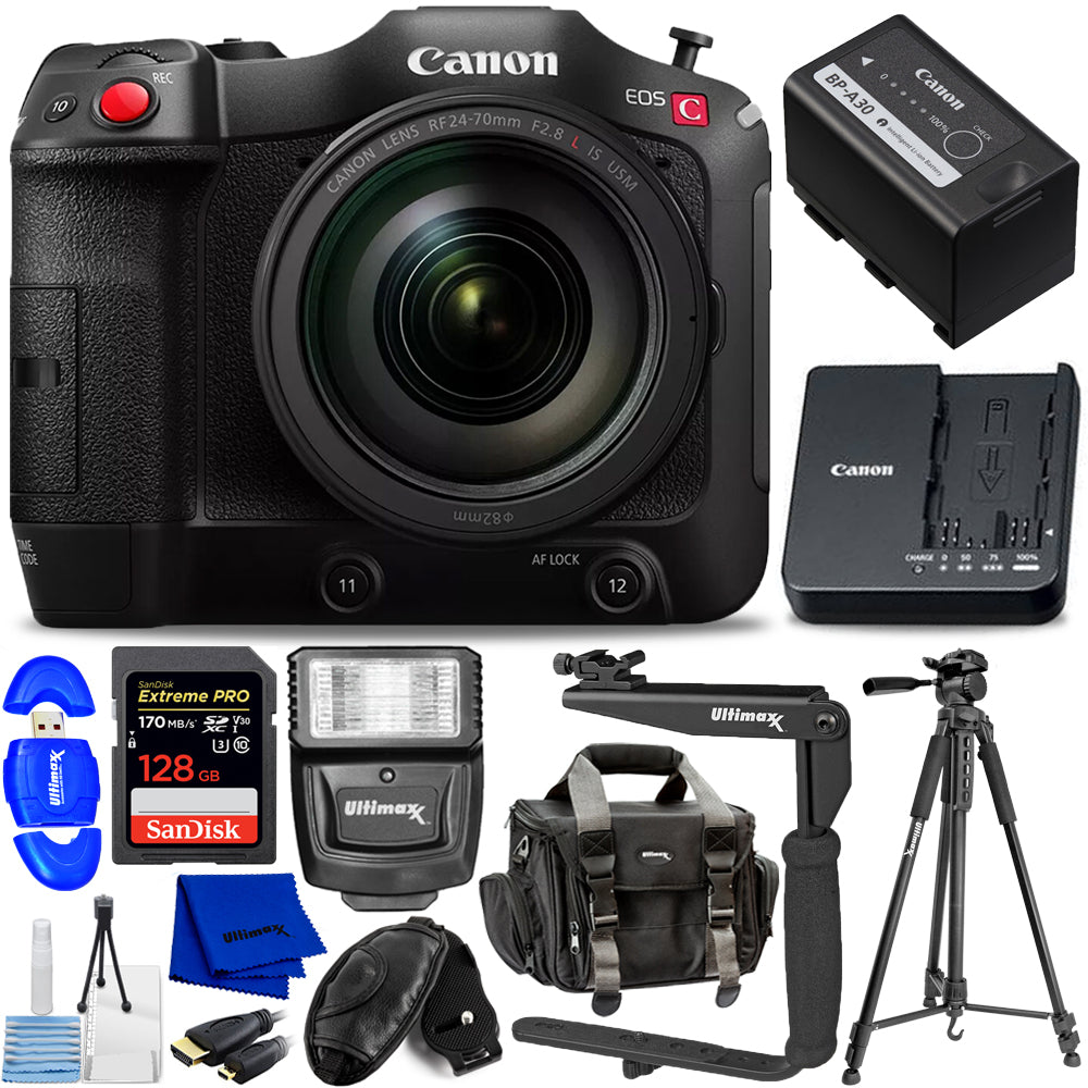 Canon EOS C70 Cinema Camera Kit mit RF 24-70mm f/2.8 Objektiv – 12-teiliges Zubehörset