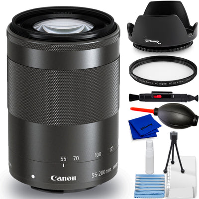 Canon EF-M 55-200mm f/4.5-6.3 IS STM Objektiv (Schwarz) Bundle 1