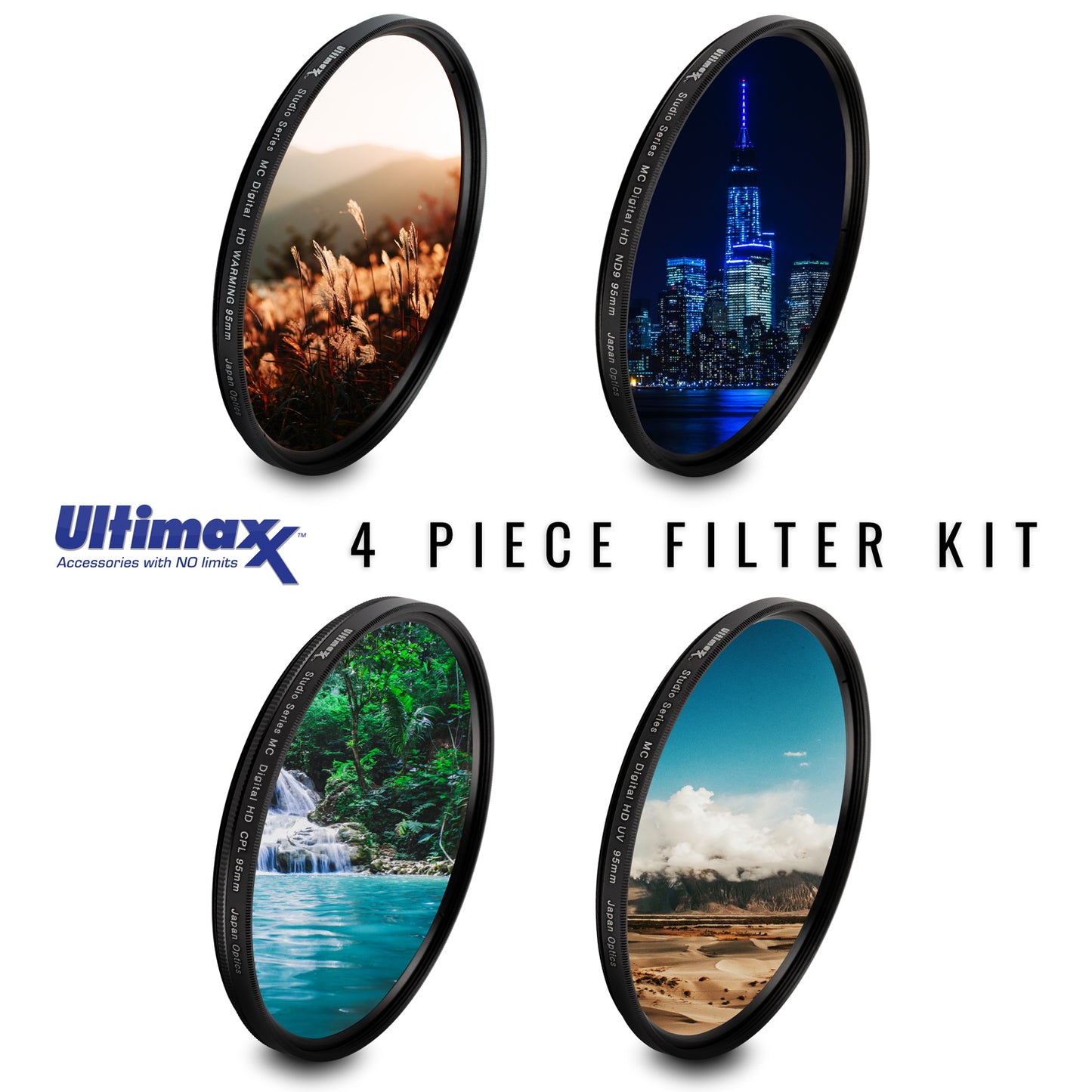 ULTIMAXX 105 mm, 4-teiliges HD-Filterset mit Mehrfachbeschichtung, 105 mm (UV, CPL, Erwärmung, FLD)