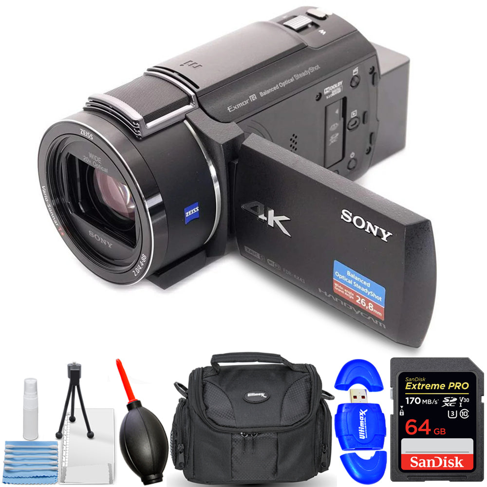 Sony FDR-AX43A UHD 4K Handycam Camcorder FDR-AX43A/B - 7PC Accessory Bundle Sony