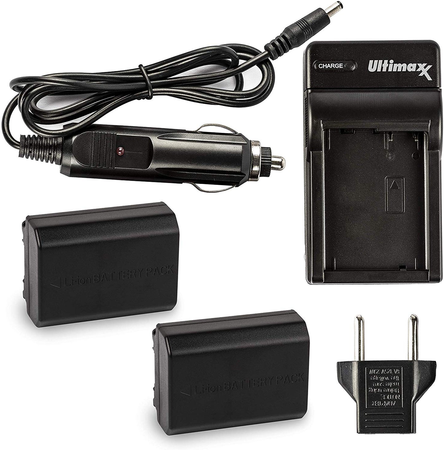 ULTIMAXX Travel Charger + 2x Replacement Batteries for Sony FZ100 - 2500 mah