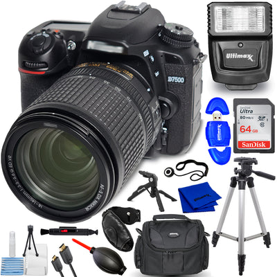 Nikon D7500 DSLR Camera with 18-140mm Lens + 64GB + Flash + Tripod Bundle