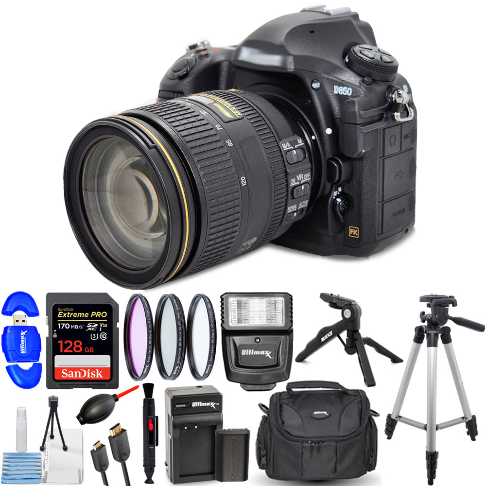 Nikon D850 DSLR with AF-S 24-120mm ED VR Lens - 15PC Accessory Bundle