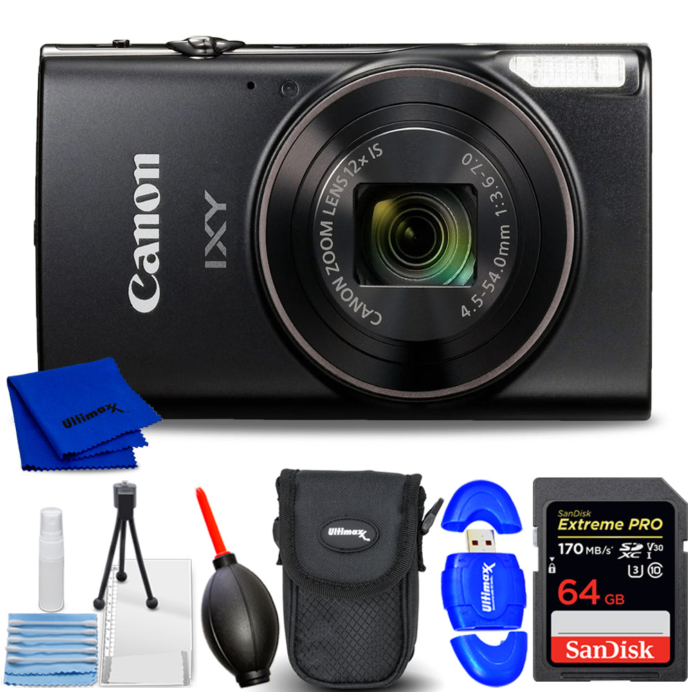 Canon Compact Digital Camera IXY650 (Black) IXY650BK - 7PC Accessory Bundle