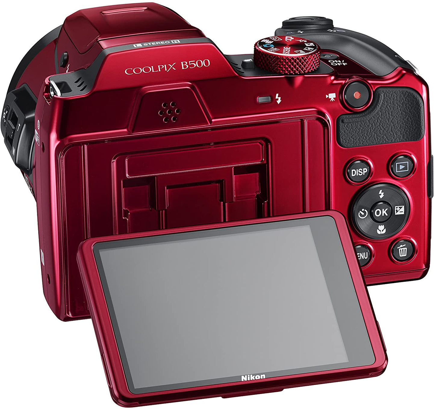 Nikon COOLPIX B500 Digitalkamera (rot) 26508 + 32 GB + Tasche im Paket