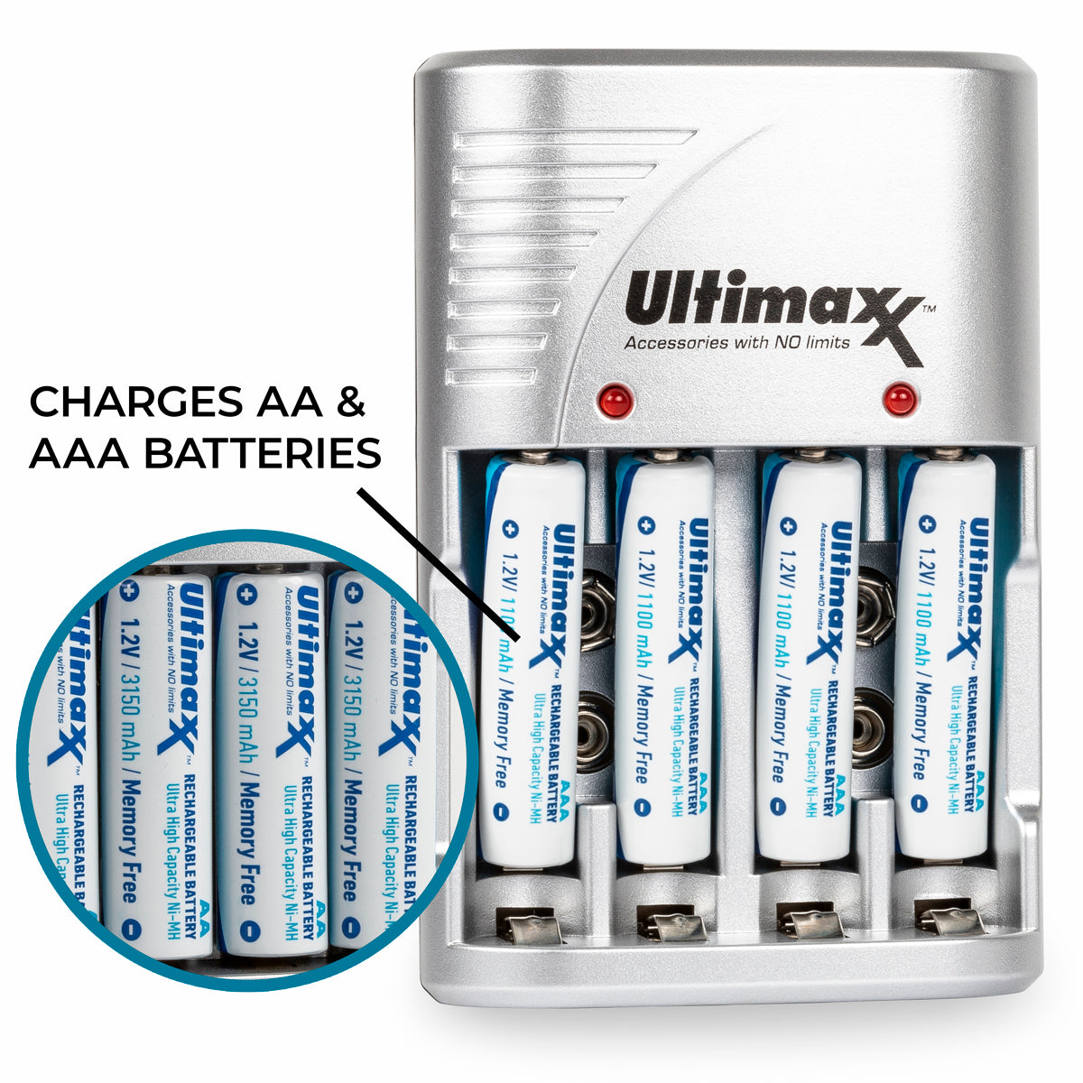 4X Rechargeable 3150mAh Ultra High Capacity AA NiMH Batteries with Charger