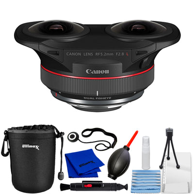 Canon RF 5,2 mm f/2,8 L Dual Fisheye 3D VR-Objektiv 5554C002 – 7-teiliges Zubehörpaket