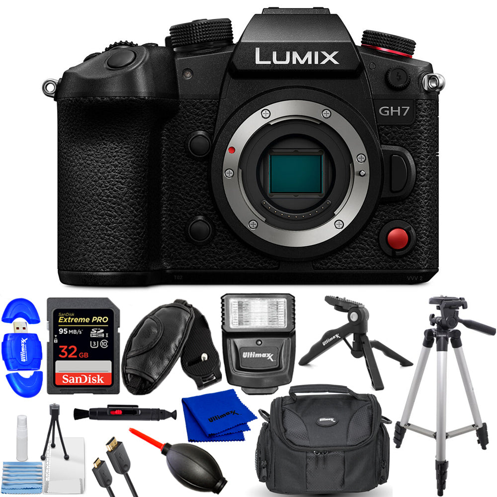 Panasonic Lumix GH7 spiegellose Kamera (Gehäuse) DC-GH7BODY - 12-teiliges Zubehörpaket