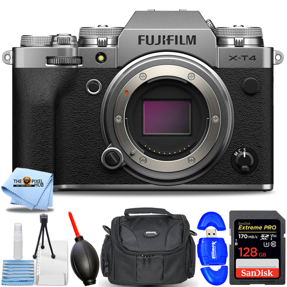 FUJIFILM X-T4 spiegellose Kamera (Silber) 16652867 - 7-teiliges Zubehörpaket