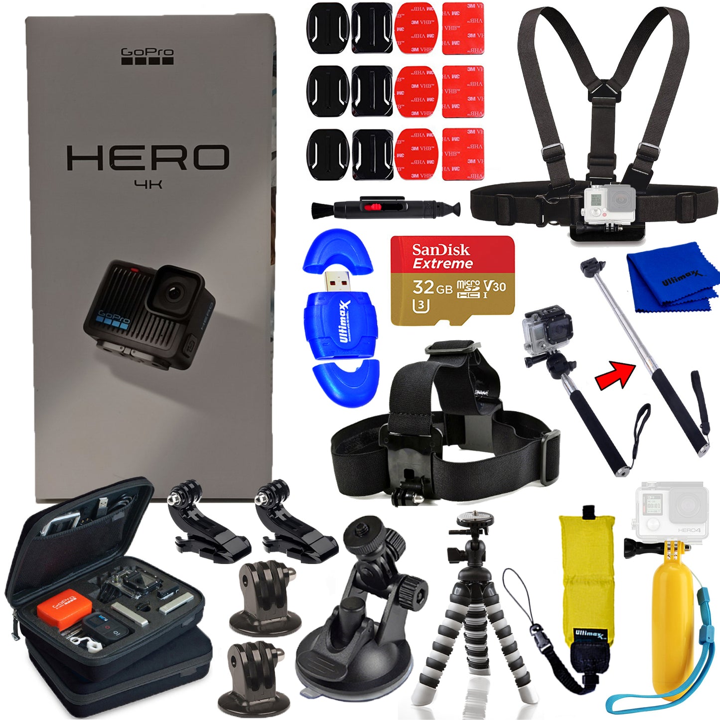 GoPro HERO Compact Action-Kamera-Paket – 16-teiliges Zubehörpaket