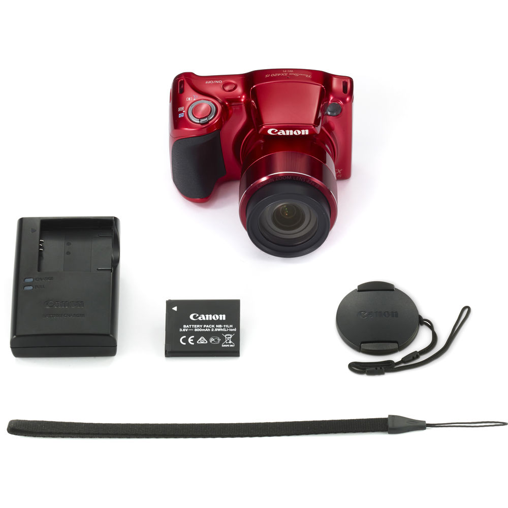 Canon PowerShot SX420 IS 20MP 42x Optical Zoom Digital Camera (Red) - 1069C001