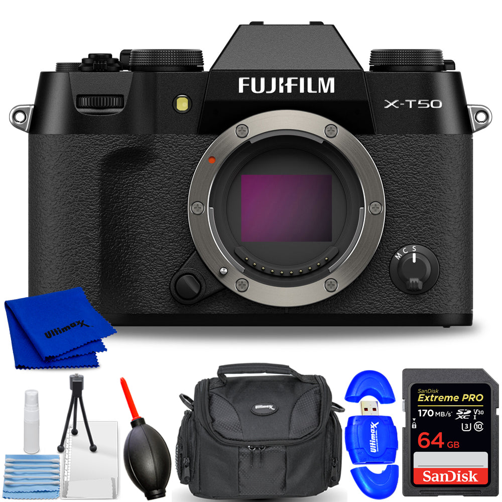 FUJIFILM X-T50 Mirrorless Camera (Black) 16828222 - 7PC Accessory Bundle