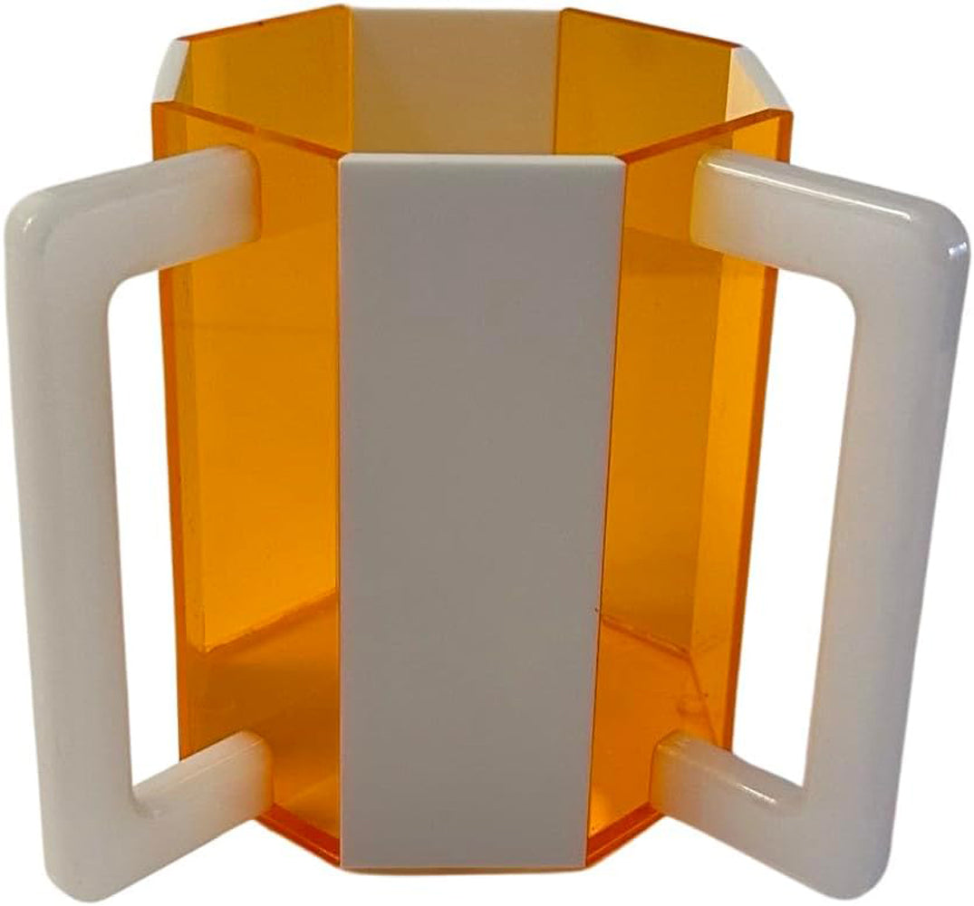 Ready Covers Lucite Netilat Yadayim Waschbecher – moderner Juidaica jüdischer Ritualwaschbecher mit zwei Griffen, 12,7 cm hoch (Orange/Weiß)